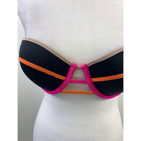 Victoria’s Secret Black Neon Strapless Bikini Top Size 32D - Picture 4 of 8